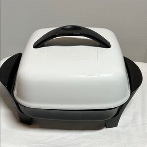 Presto White and Black Electric 11" Skillet with Lid